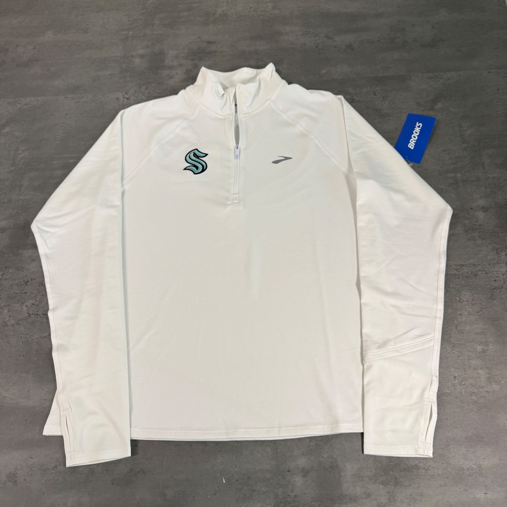 Seattle Kraken NHL Brooks Dash 1/2 Zip 3.0 Womens Large White Pullover Run Gym